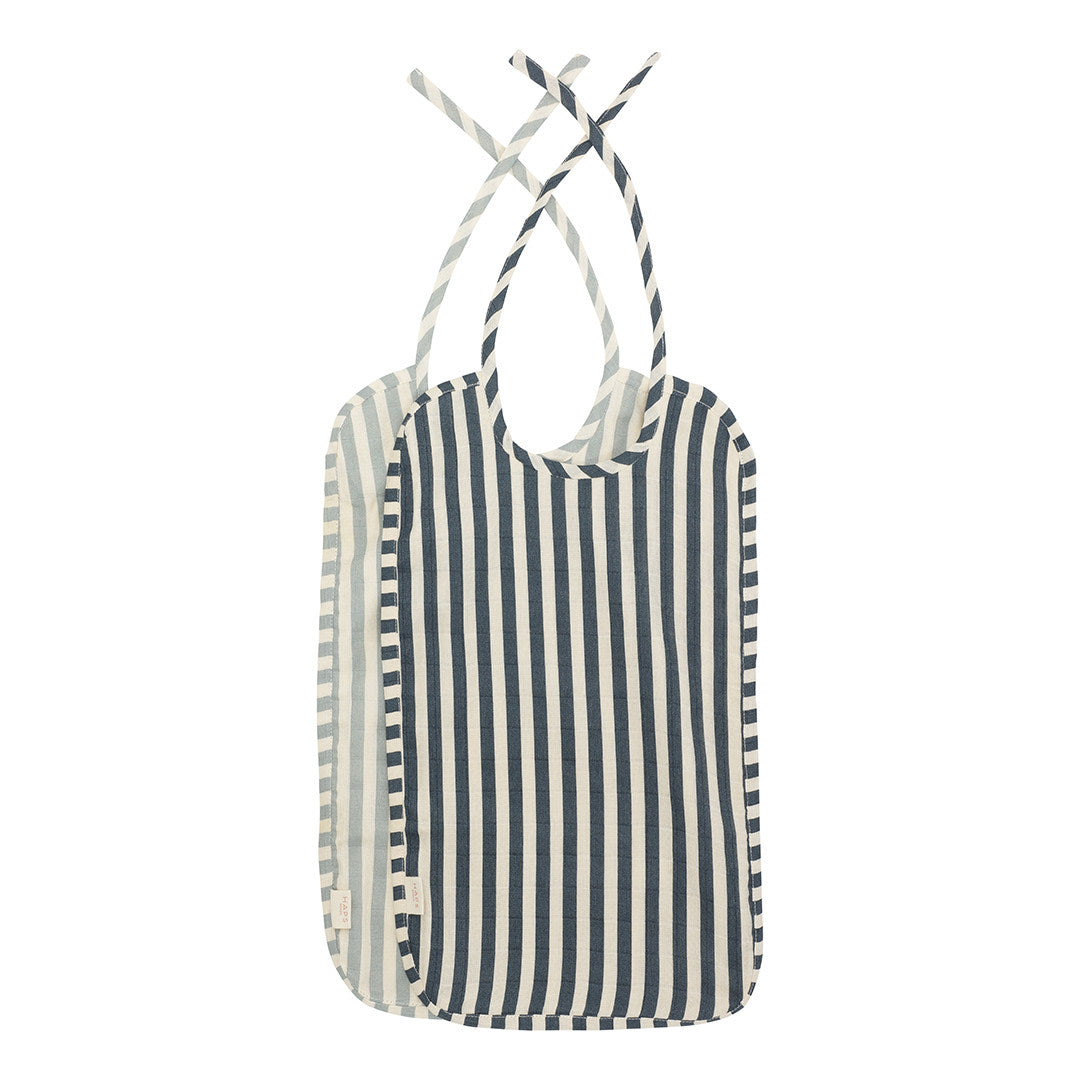 MUSLIN HAGESMÆK LANG - Marine stripe Petrolium/pigeon