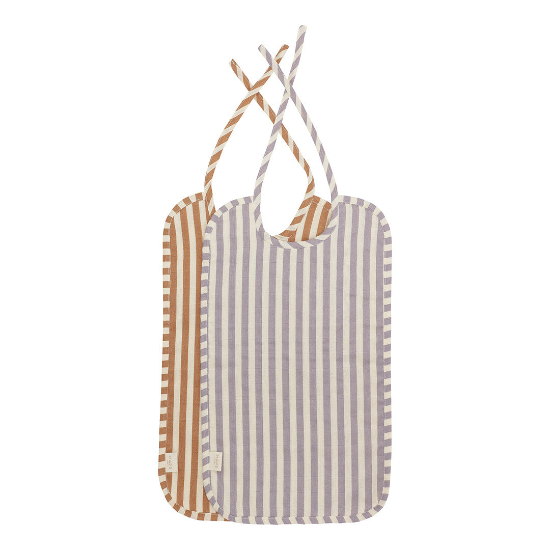 MUSLIN HAGESMÆK LANG - Marine stripe Terracotta/Lavender