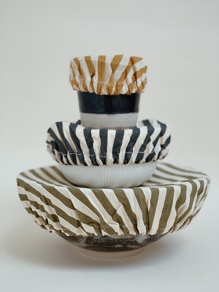 COTTON COVERS - Marine stripe Mustard/nature