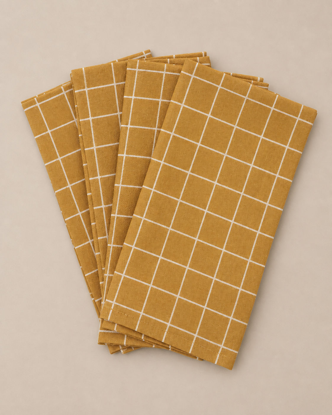SERVIETTER 4-pak - Mustard Check