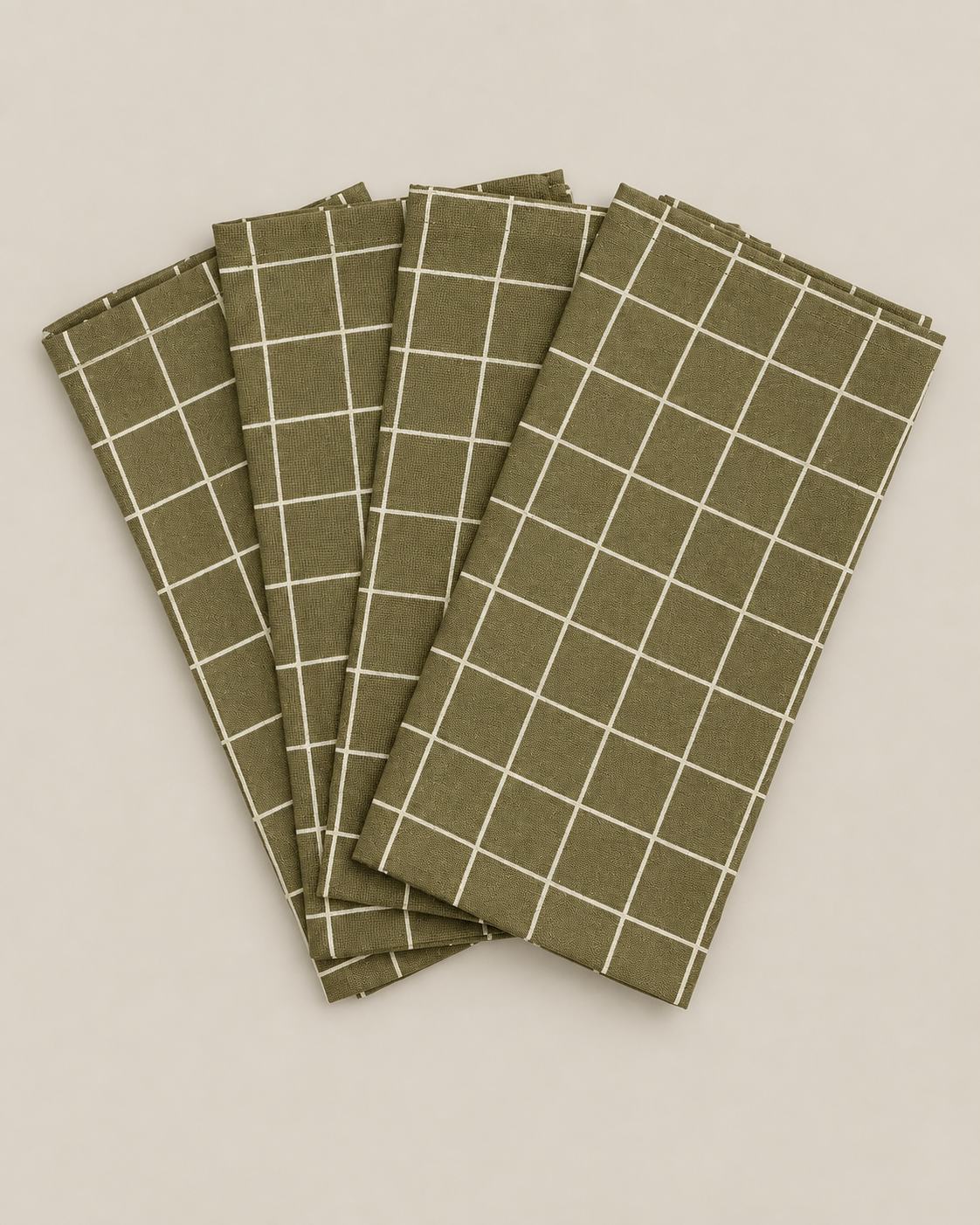 SERVIETTER 4-pak - Olive check