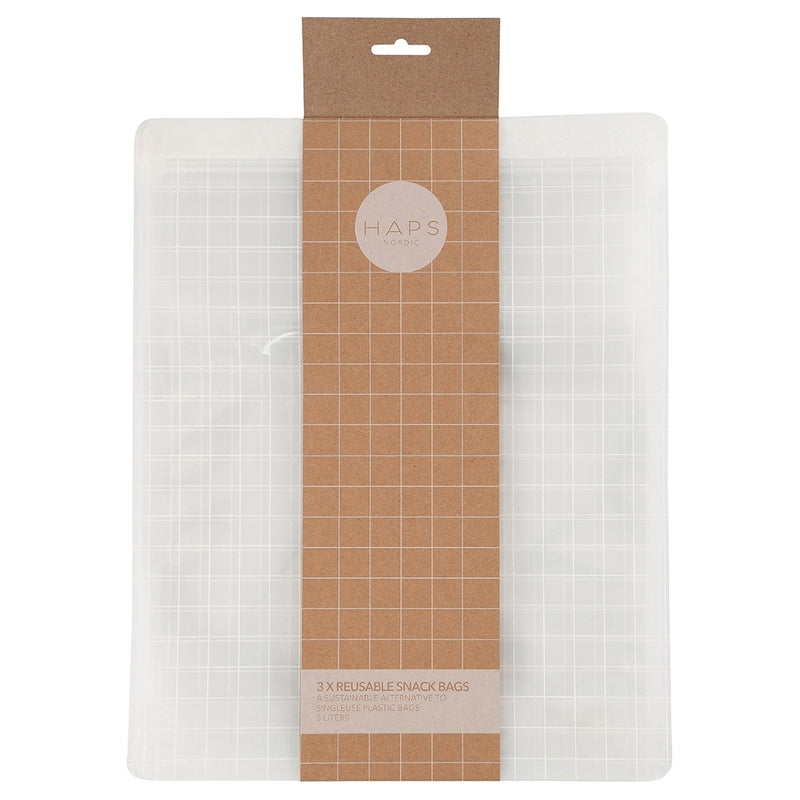 Haps Nordic 3-pak Genanvendelig Snackbag 5L Snack bags Transparent Check