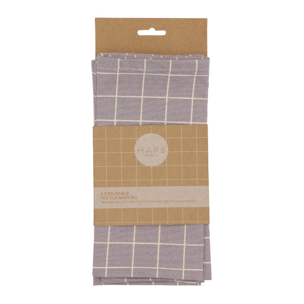 Haps Nordic Textile napkins 4-pack Napkins Lavender check