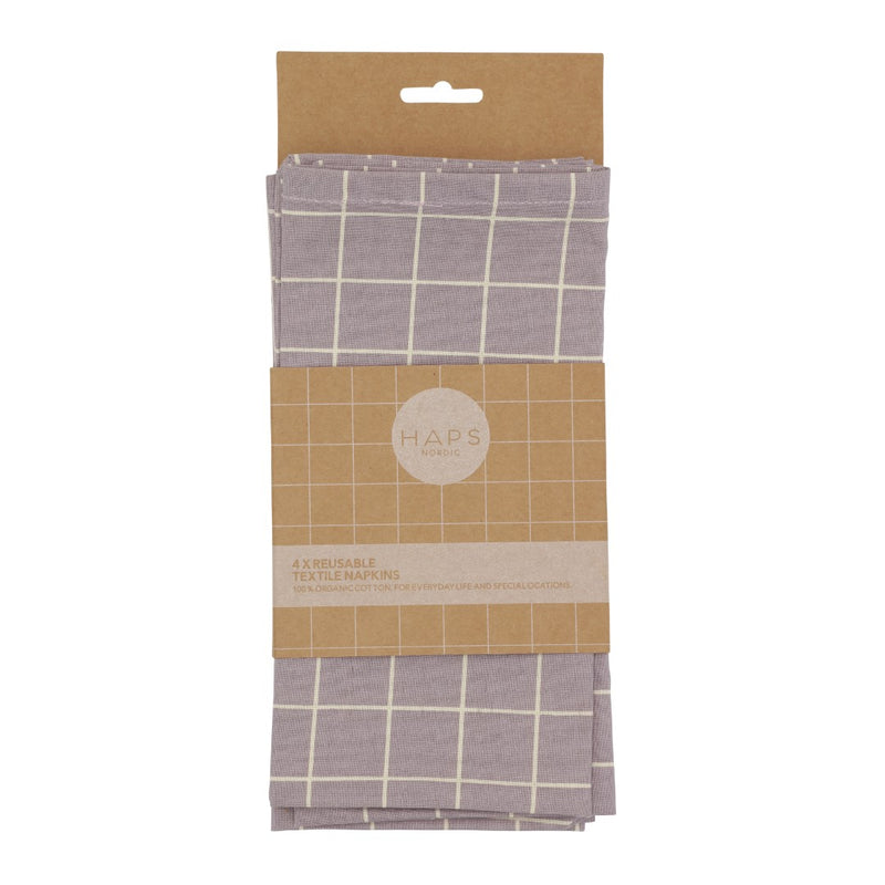 Haps Nordic Textile napkins 4-pack Napkins Lavender check